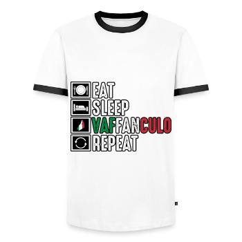 Italy Italian Vaffanculo - Men's Ringer Shirt - white/black - Front - AI Model Female 172 light (172cm) & AI Model Male 178 dark (178cm)
