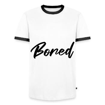 Bored Boring I'm so bored Humor Fun - Men's Ringer Shirt - white/black - Front - AI Model Female 172 light (172cm) & AI Model Male 178 dark (178cm)