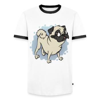 Gustav der Mops - Männer Kontrast-T-Shirt - Weiß/Schwarz - Vorne - AI Model Female 172 light (172cm) & AI Model Male 178 dark (178cm)