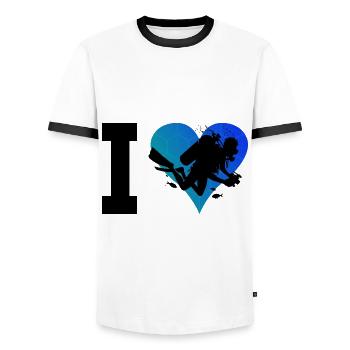 Diver Diver Diving Men Scuba Diver - Men's Ringer Shirt - white/black - Front - AI Model Female 172 light (172cm) & AI Model Male 178 dark (178cm)