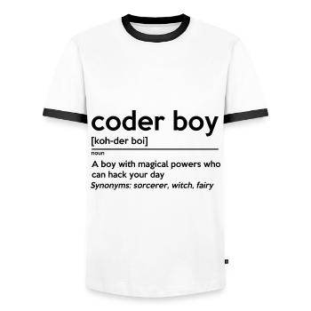 Coding Boy Definition Noun Software Developer Prog - Männer Kontrast-T-Shirt - Weiß/Schwarz - Vorne - AI Model Female 172 light (172cm) & AI Model Male 178 dark (178cm)