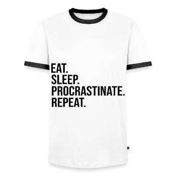 Procrastination dictons drôles dictons drôles - T-shirt contrasté Homme - blanc/noir - Devant - AI Model Female 172 light (172cm) & AI Model Male 178 dark (178cm)