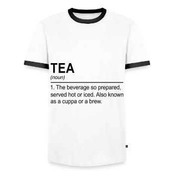 Tea Noun Definition Tea Drinker Cup Of Tea Brewing - Männer Kontrast-T-Shirt - Weiß/Schwarz - Vorne - AI Model Female 172 light (172cm) & AI Model Male 178 dark (178cm)