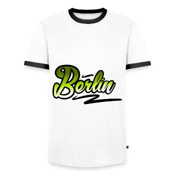 Berlin - Men's Ringer Shirt - white/black - Front - AI Model Female 172 light (172cm) & AI Model Male 178 dark (178cm)