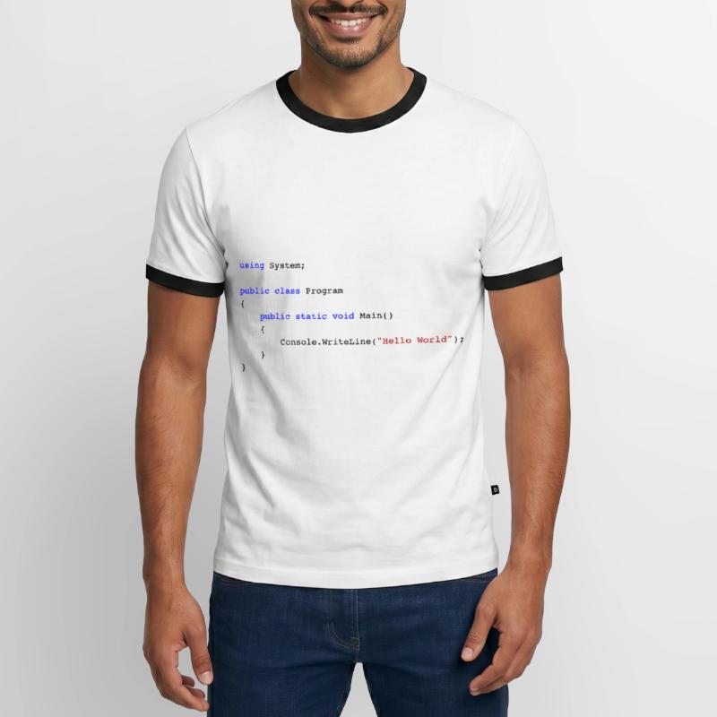 C # .NET Code Hello World Programmer Gift Men's Ringer Shirt