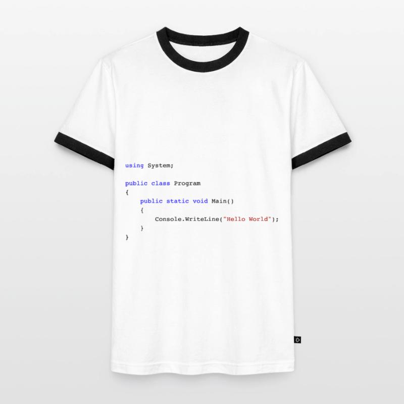 C # .NET Code Hello World Programmer Gift Men's Ringer Shirt