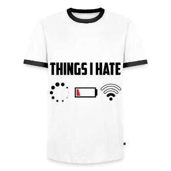 Things I Hate Programmer Coder Coding Developer So - Männer Kontrast-T-Shirt - Weiß/Schwarz - Vorne - AI Model Female 172 light (172cm) & AI Model Male 178 dark (178cm)