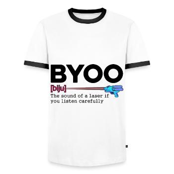 Byoo The Sound Of Laser If You Listen Lasertag Pla - Männer Kontrast-T-Shirt - Weiß/Schwarz - Vorne - AI Model Female 172 light (172cm) & AI Model Male 178 dark (178cm)