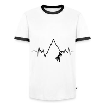 Ecg Heartbeat Graphic Bouldering Mountaineering Bo - Men's Ringer Shirt - white/black - Front - AI Model Female 172 light (172cm) & AI Model Male 178 dark (178cm)