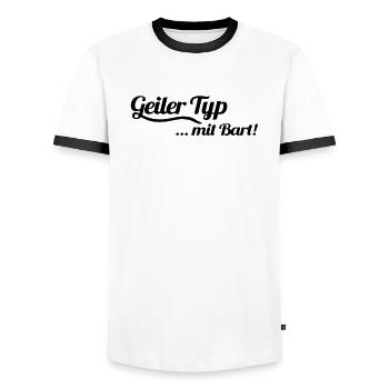 Geiler Typ Mit Bart - #geilertypmitbart Vintage - Männer Kontrast-T-Shirt - Weiß/Schwarz - Vorne - AI Model Female 172 light (172cm) & AI Model Male 178 dark (178cm)