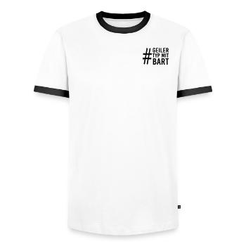 Geiler Typ Mit Bart - #geilertypmitbart Hashtag - Männer Kontrast-T-Shirt - Weiß/Schwarz - Vorne - AI Model Female 172 light (172cm) & AI Model Male 178 dark (178cm)
