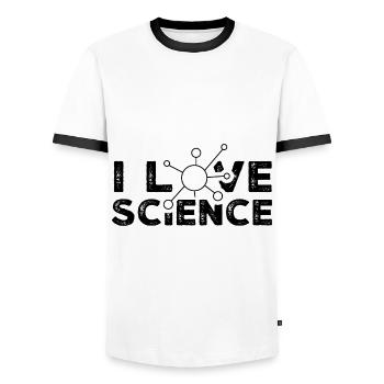 Ich Liebe Wissenschaft Forscher Wissenschaftler - Männer Kontrast-T-Shirt - Weiß/Schwarz - Vorne - AI Model Female 172 light (172cm) & AI Model Male 178 dark (178cm)