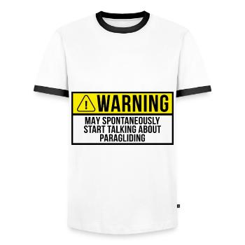 Warning May Spontaneously Start Talking About Para - Männer Kontrast-T-Shirt - Weiß/Schwarz - Vorne - AI Model Female 172 light (172cm) & AI Model Male 178 dark (178cm)