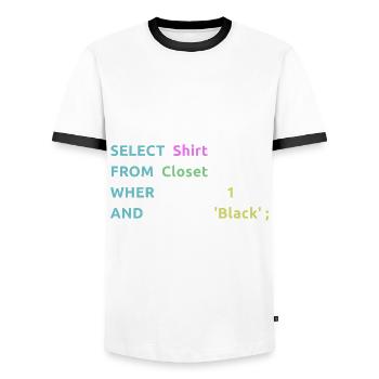 Idée cadeau Nerd Computer Work Computer Work Coder - T-shirt contrasté Homme - blanc/noir - Devant - AI Model Female 172 light (172cm) & AI Model Male 178 dark (178cm)