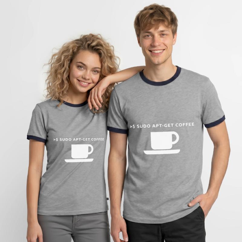 Lustiges Linux Kaffee Admin Shirt Pinguin Coder Männer Kontrast-T-Shirt