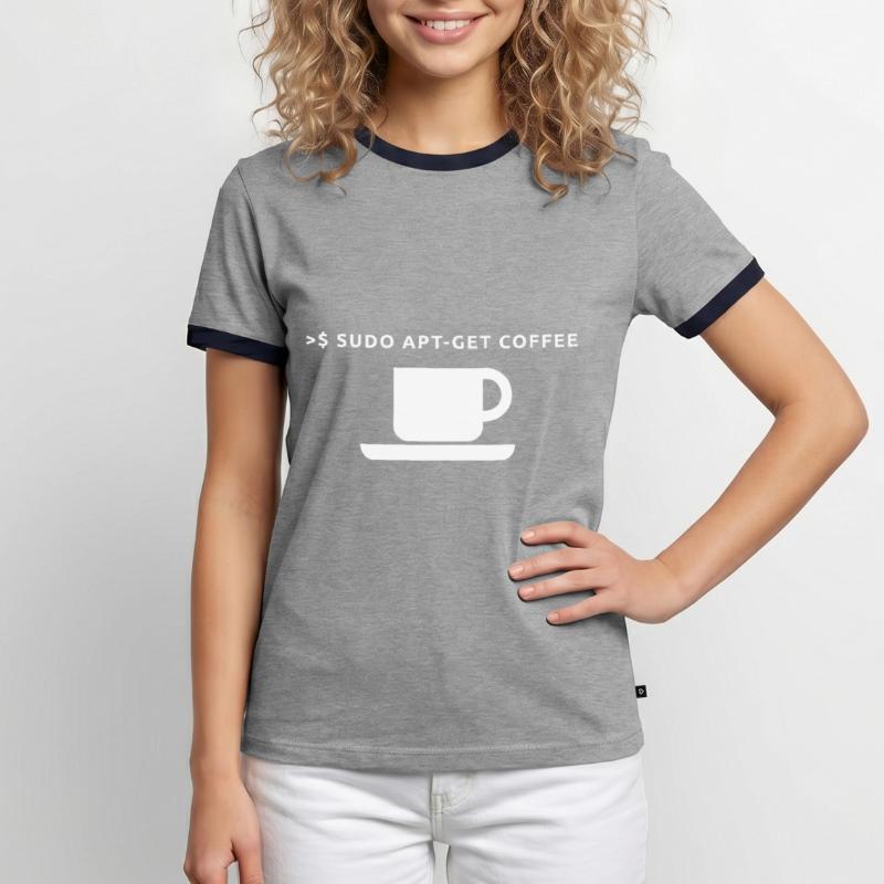 Lustiges Linux Kaffee Admin Shirt Pinguin Coder Männer Kontrast-T-Shirt