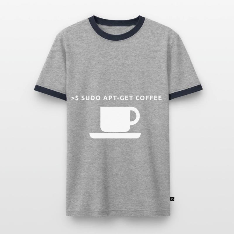 Lustiges Linux Kaffee Admin Shirt Pinguin Coder Männer Kontrast-T-Shirt