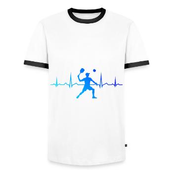 Pickleballspielen Herren Racquetballspielen - Männer Kontrast-T-Shirt - Weiß/Schwarz - Vorne - AI Model Female 172 light (172cm) & AI Model Male 178 dark (178cm)