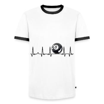 Billiard Heartbeat Snooker Pool Chalk Billiard Pla - Men's Ringer Shirt - white/black - Front - AI Model Female 172 light (172cm) & AI Model Male 178 dark (178cm)