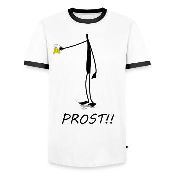 Prost Bier Party feiern - Männer Kontrast-T-Shirt - Weiß/Schwarz - Vorne - AI Model Female 172 light (172cm) & AI Model Male 178 dark (178cm)