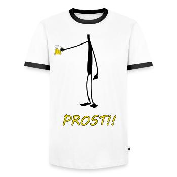 Prost, Party, Saufen, lustiges Tshirt - Männer Kontrast-T-Shirt - Weiß/Schwarz - Vorne - AI Model Female 172 light (172cm) & AI Model Male 178 dark (178cm)