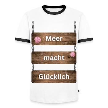 Meer macht Glücklich Geschenkidee - Männer Kontrast-T-Shirt - Weiß/Schwarz - Vorne - AI Model Female 172 light (172cm) & AI Model Male 178 dark (178cm)