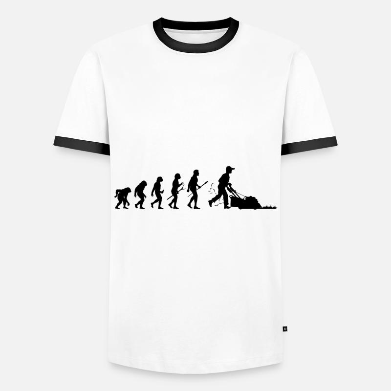 Gärtner Evolution Rasenmäher Aufsitzmäher Gartenar - Männer Kontrast-T-Shirt - Weiß/Schwarz