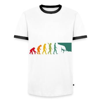 Evolution Graphic Climbing Climber Bouldering Boul - Männer Kontrast-T-Shirt - Weiß/Schwarz - Vorne - AI Model Female 172 light (172cm) & AI Model Male 178 dark (178cm)