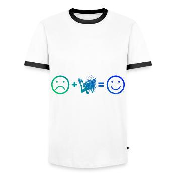 Free Dive Diver Scuba Taucher Taucher Diving - Men's Ringer Shirt - white/black - Front - AI Model Female 172 light (172cm) & AI Model Male 178 dark (178cm)