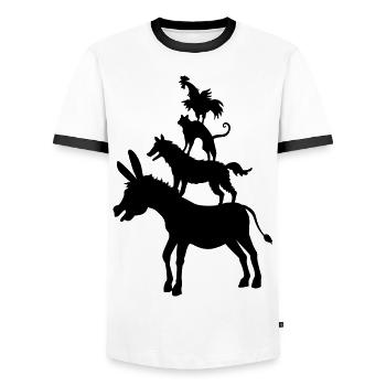 Bremen Town Musicians музыканты 04 1c Бременские - Men's Ringer Shirt - white/black - Front - AI Model Female 172 light (172cm) & AI Model Male 178 dark (178cm)