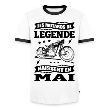ANNIVERSAIRE MOTARD DE MAI - T-shirt contrasté Homme - blanc/noir - Devant - AI Model Female 172 light (172cm) & AI Model Male 178 dark (178cm)