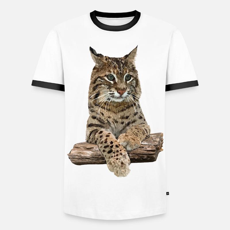 Luchs - Männer Kontrast-T-Shirt - Weiß/Schwarz