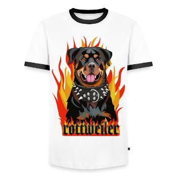 rottweiler fire - T-shirt contrasté Homme - blanc/noir - Devant - AI Model Female 172 light (172cm) & AI Model Male 178 dark (178cm)