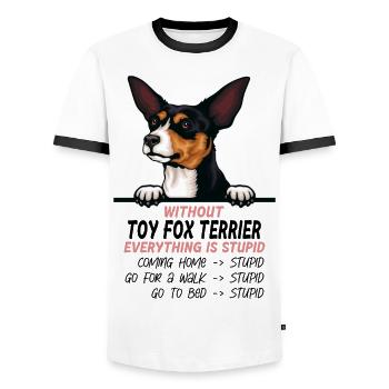 Ohne Toy Foxterrier ist alles doof - Männer Kontrast-T-Shirt - Weiß/Schwarz - Vorne - AI Model Female 172 light (172cm) & AI Model Male 178 dark (178cm)