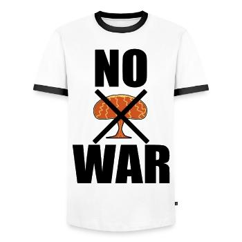 Frieden Kein Krieg No War - Männer Kontrast-T-Shirt - Weiß/Schwarz - Vorne - AI Model Female 172 light (172cm) & AI Model Male 178 dark (178cm)