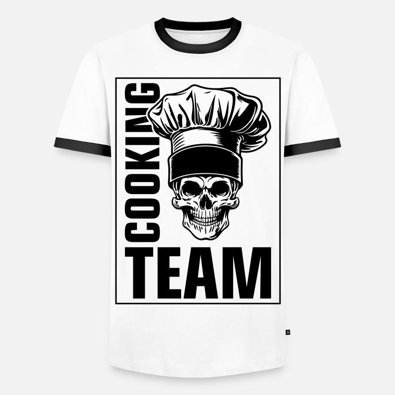 Skelett Cooking Team - Männer Kontrast-T-Shirt - Weiß/Schwarz
