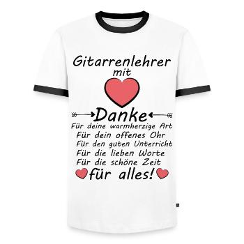 Abschiedsgeschenk Dankeschön Danke Gitarrenlehrer - Männer Kontrast-T-Shirt - Weiß/Schwarz - Vorne - AI Model Female 172 light (172cm) & AI Model Male 178 dark (178cm)