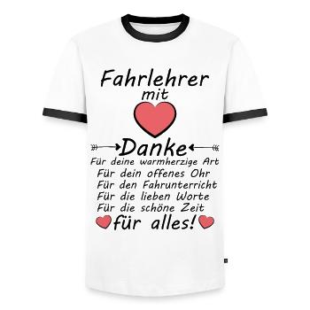 Danke Fahrlehrer um Dankeschön sagen Fahrstunden - Männer Kontrast-T-Shirt - Weiß/Schwarz - Vorne - AI Model Female 172 light (172cm) & AI Model Male 178 dark (178cm)