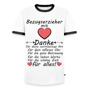 Bezugserzieher Danke Dankeschön für Alles - Männer Kontrast-T-Shirt - Weiß/Schwarz - Vorne - AI Model Female 172 light (172cm) & AI Model Male 178 dark (178cm)