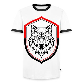 Wolf Symbol Kopf Schild - Männer Kontrast-T-Shirt - Weiß/Schwarz - Vorne - AI Model Female 172 light (172cm) & AI Model Male 178 dark (178cm)
