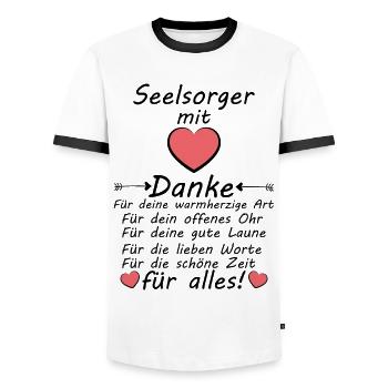 Seelsorger Telefon Seelsorge Danke Dankeschön - Männer Kontrast-T-Shirt - Weiß/Schwarz - Vorne - AI Model Female 172 light (172cm) & AI Model Male 178 dark (178cm)