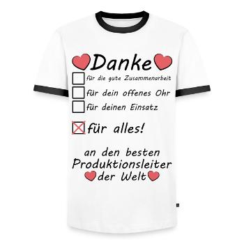 Bester Produktionsleiter Danke sagen zum Abschied - Männer Kontrast-T-Shirt - Weiß/Schwarz - Vorne - AI Model Female 172 light (172cm) & AI Model Male 178 dark (178cm)
