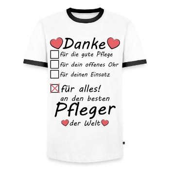 Danke sagen an bester Pfleger Abschiedsgeschenk - Männer Kontrast-T-Shirt - Weiß/Schwarz - Vorne - AI Model Female 172 light (172cm) & AI Model Male 178 dark (178cm)