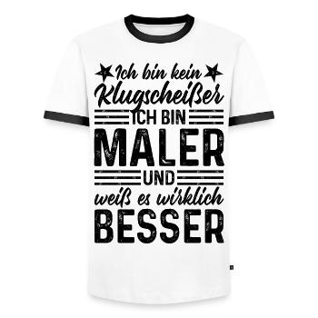 Maler lustiger Spruch Ich bin kein Klugscheißer - Männer Kontrast-T-Shirt - Weiß/Schwarz - Vorne - AI Model Female 172 light (172cm) & AI Model Male 178 dark (178cm)