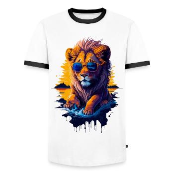 Cute baby lion - Men's Ringer Shirt - white/black - Front - AI Model Female 172 light (172cm) & AI Model Male 178 dark (178cm)