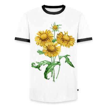Sommerblume mit gelben Blüten - Männer Kontrast-T-Shirt - Weiß/Schwarz - Vorne - AI Model Female 172 light (172cm) & AI Model Male 178 dark (178cm)