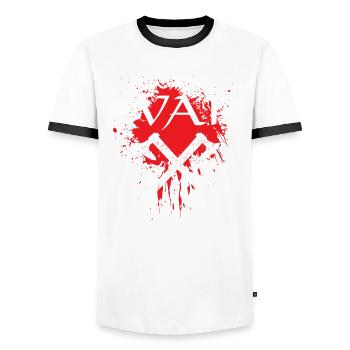 Team Ivar Wikinger Serie Wikinger Valhalla Ragnar - Männer Kontrast-T-Shirt - Weiß/Schwarz - Vorne - AI Model Female 172 light (172cm) & AI Model Male 178 dark (178cm)