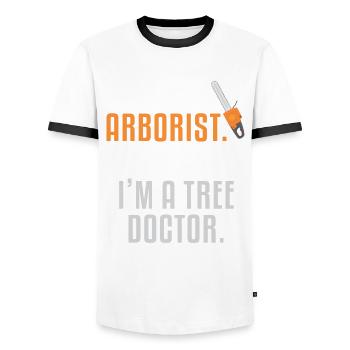 Arborist Arboriste Arborescence Arbores - T-shirt contrasté Homme - blanc/noir - Devant - AI Model Female 172 light (172cm) & AI Model Male 178 dark (178cm)