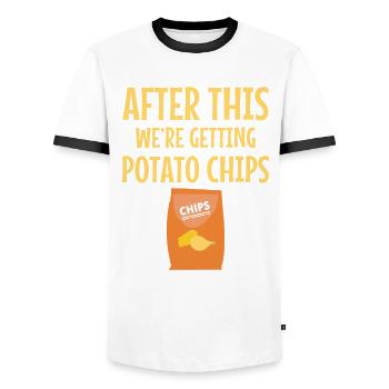 Potato Chips Chips Food Snack Candy Food - Men's Ringer Shirt - white/black - Front - AI Model Female 172 light (172cm) & AI Model Male 178 dark (178cm)