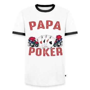 Poker Poker Poker Cartes Jeu Cartes - T-shirt contrasté Homme - blanc/noir - Devant - AI Model Female 172 light (172cm) & AI Model Male 178 dark (178cm)